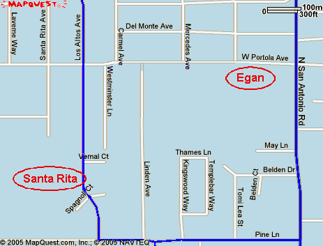 Map of route to Santa Rita Elementary School